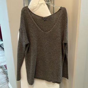 VINCE OVERSIZED DEEP V BROWN/GRAY SWEATER SIZE LARGE